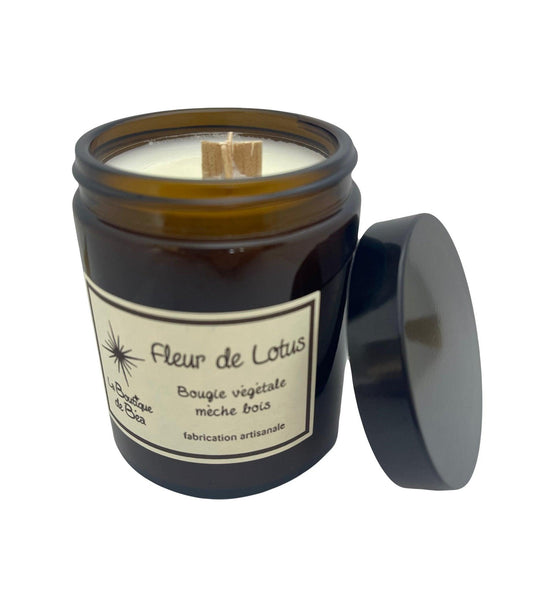 Bougie Artisanale Fleur de Lotus Mèche Bois "La Boutique de Béa" - La boutique de Béa