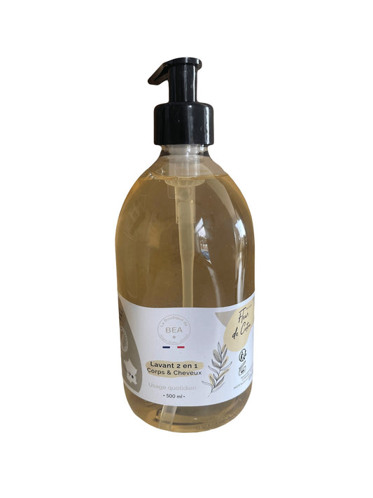 Savon Liquide FLEUR DE COTON 2en1 Corps&Cheveux 500ml - La boutique de Béa